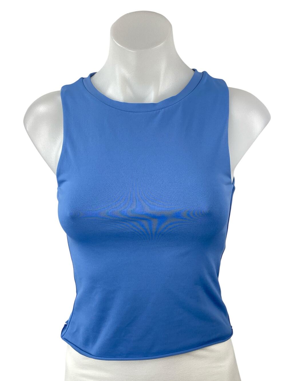 Aritzia Babaton Women's Blue High Neck Sleeveless Cami Tank Crop Top Size M